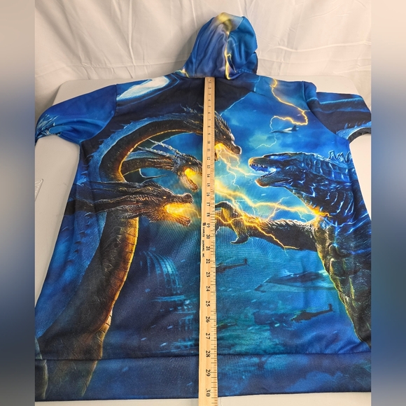 GODZILA Men's Graphic Hoodie Blue Size 3XL Ci-3224 - Picture 7 of 9